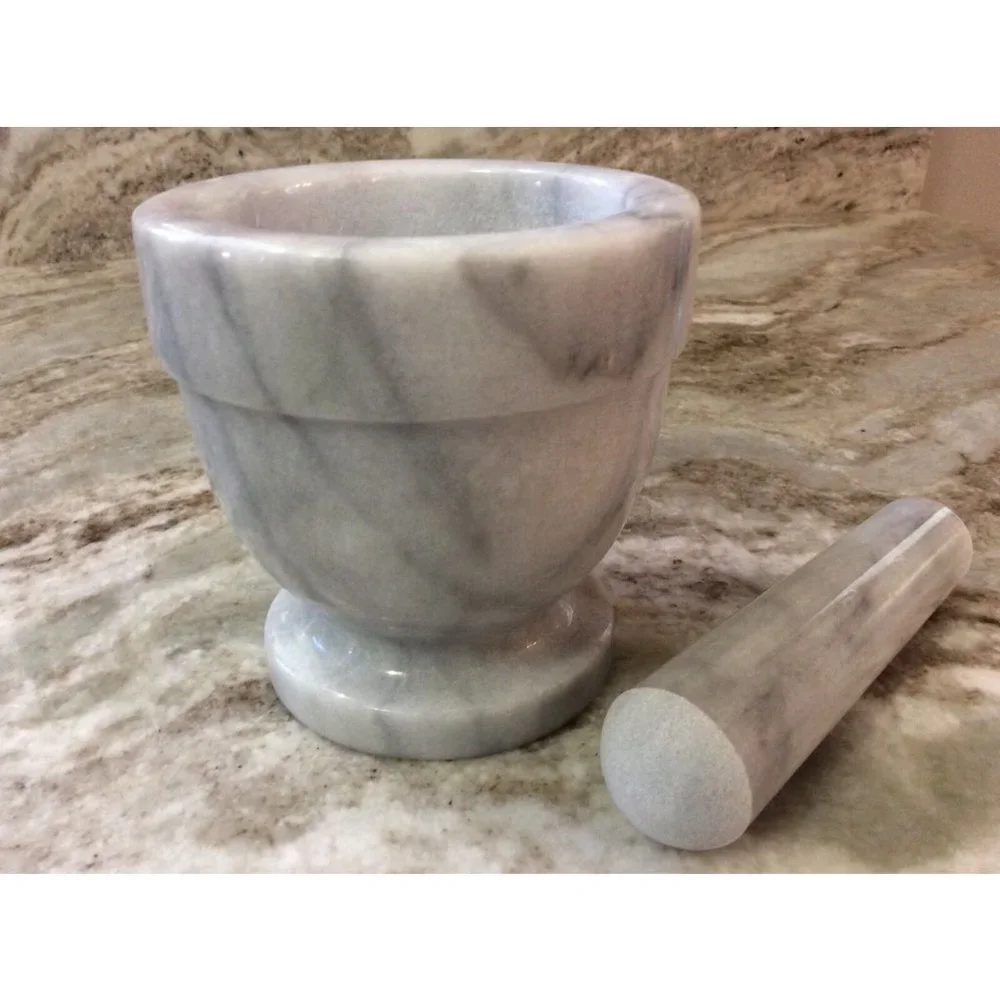 Mortar And Pestle. Norpro. 4"x4". Gray And White Marble. New. - Picture 6 of 9